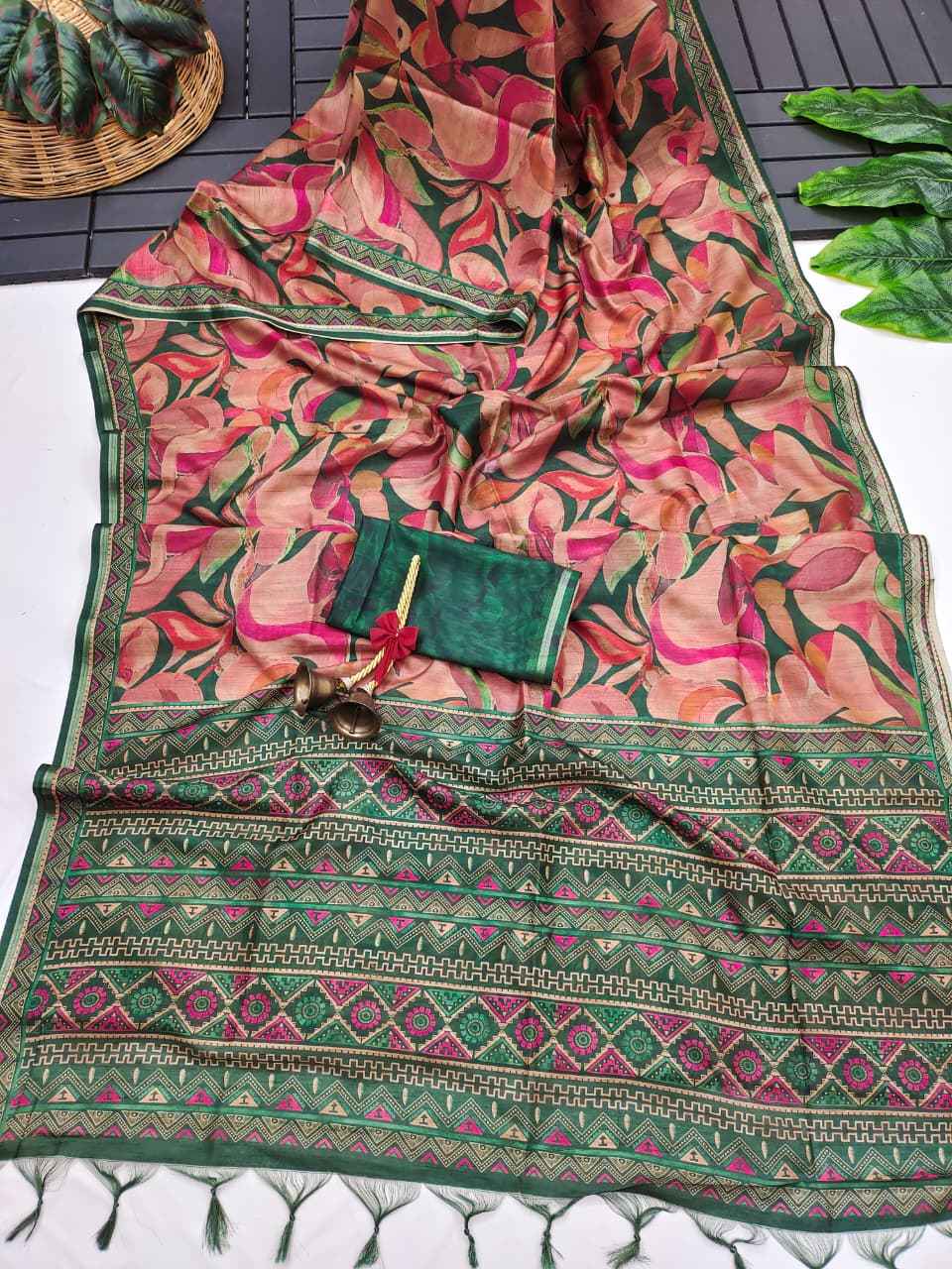 SOFT DESI TUSSAR SILK WITH UNIQUE HAND PAINTED PATTERN SAREE AT WHOLESALE PRICE