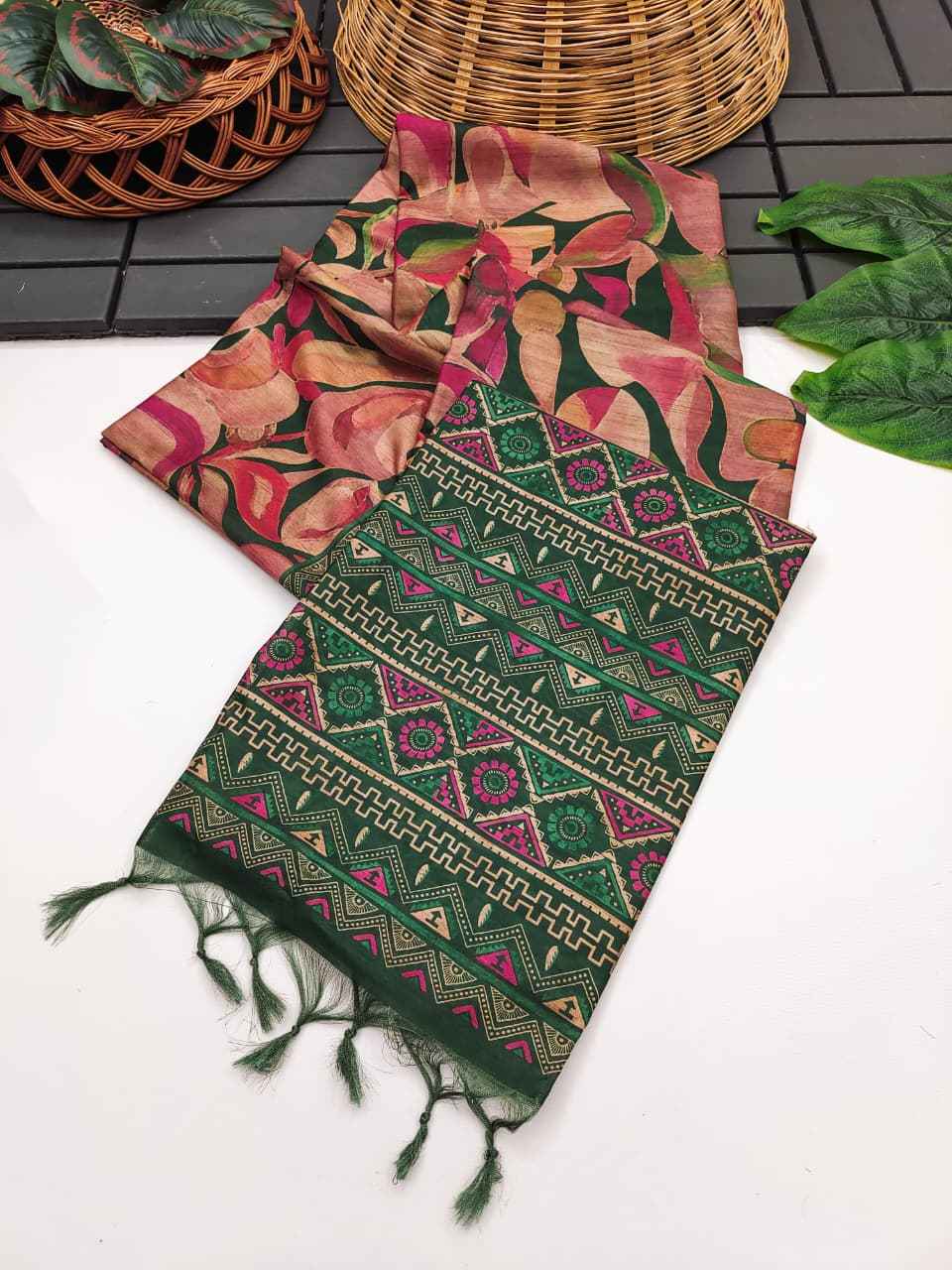SOFT DESI TUSSAR SILK WITH UNIQUE HAND PAINTED PATTERN SAREE AT WHOLESALE PRICE