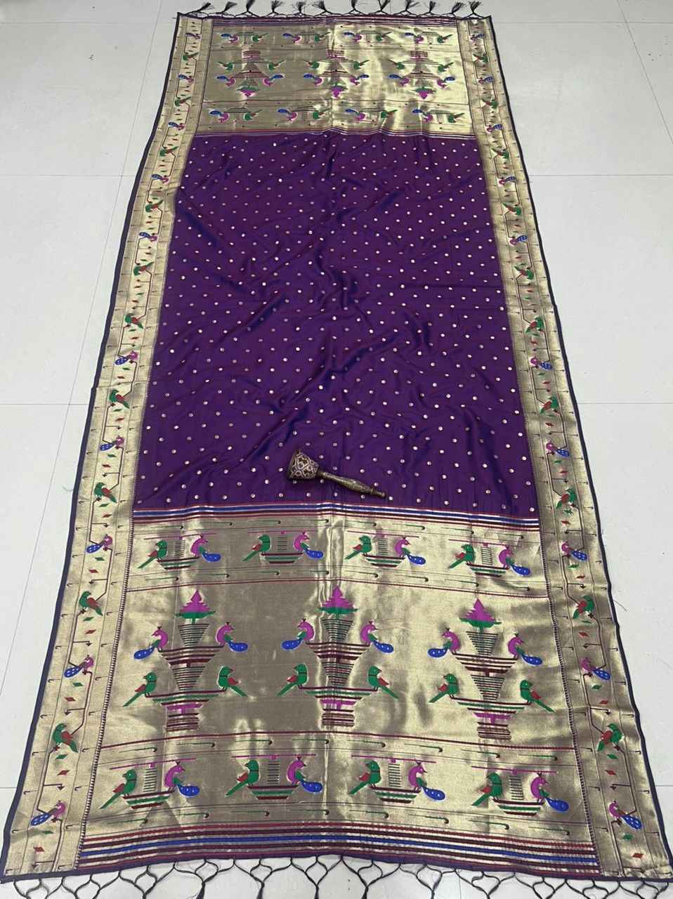 SOFT SILK TEMPLE BORDER WITH BROCKET BUTTI DUPATTA AT WHOLESALE PRICE