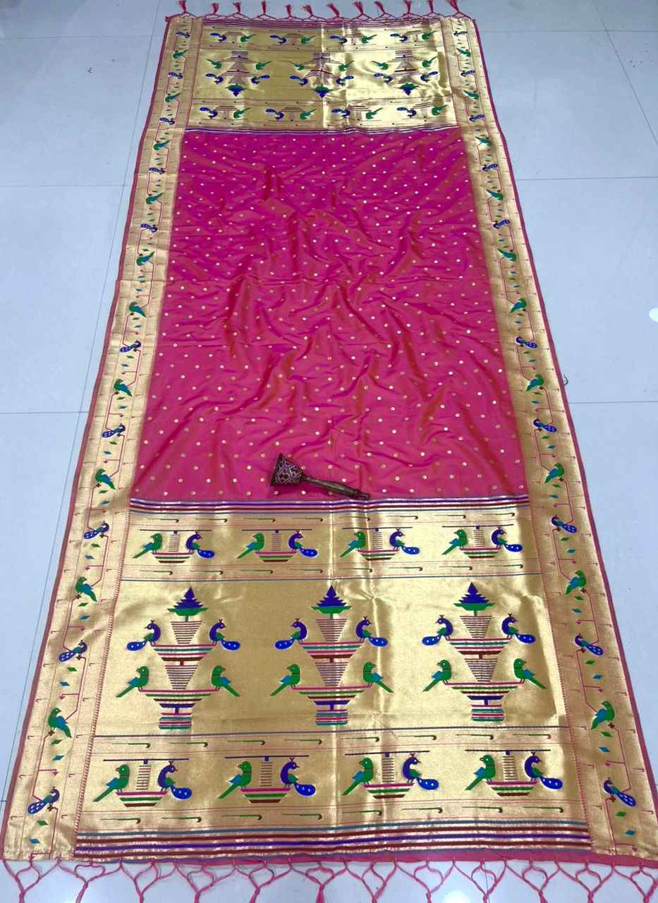SOFT SILK TEMPLE BORDER WITH BROCKET BUTTI DUPATTA AT WHOLESALE PRICE