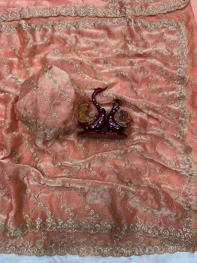 SOFT SPACE SILK SEQUENCE EMBROIDERY WORK SAREE