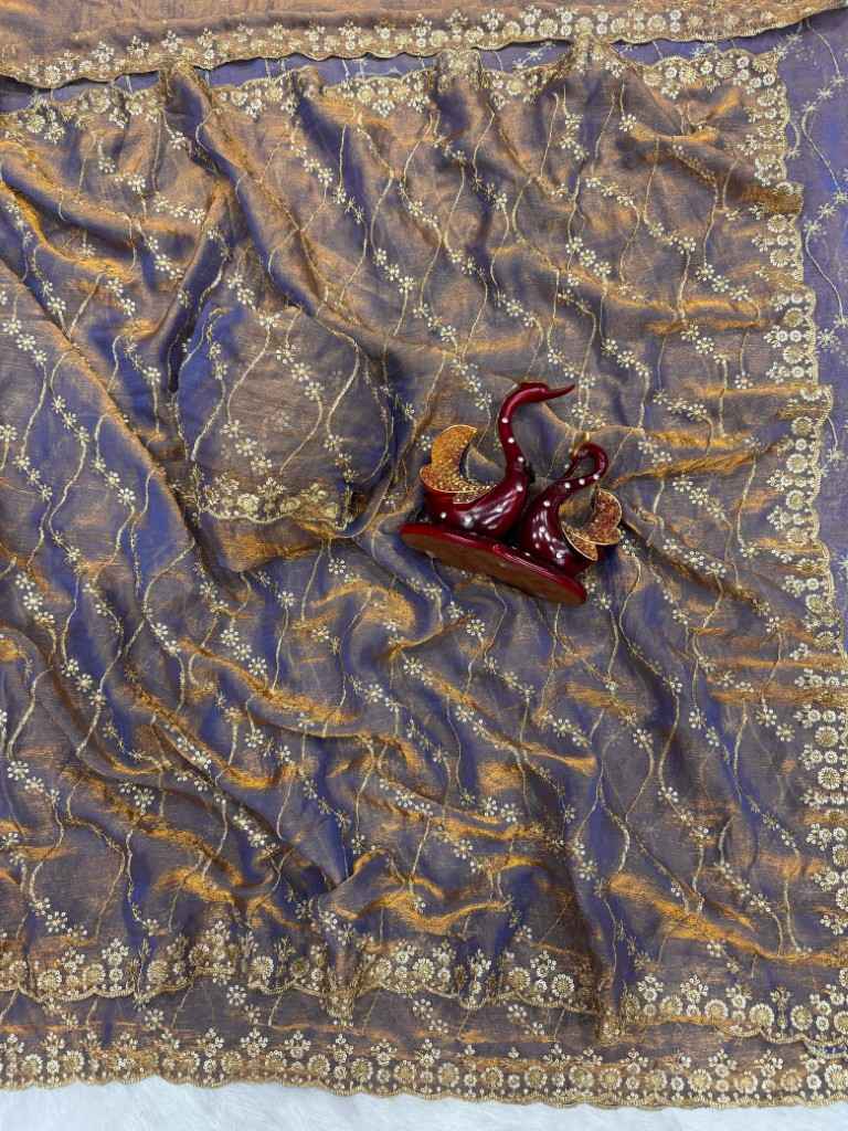 SOFT SPACE SILK SEQUENCE EMBROIDERY WORK SAREE