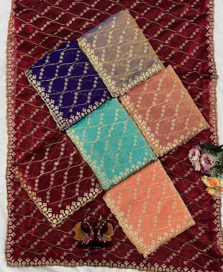 SOFT SPACE SILK SEQUENCE EMBROIDERY WORK SAREE