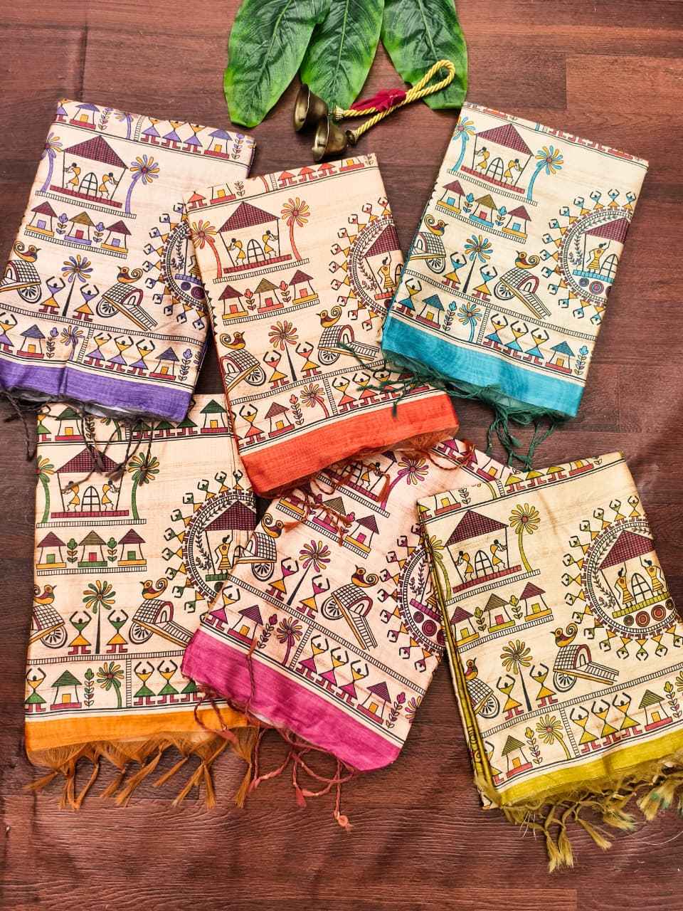 SOFT TUSSAR SILK MADHUBANI TRADITIONAL PRINTED SAREE AT WHOLESALE PRICE