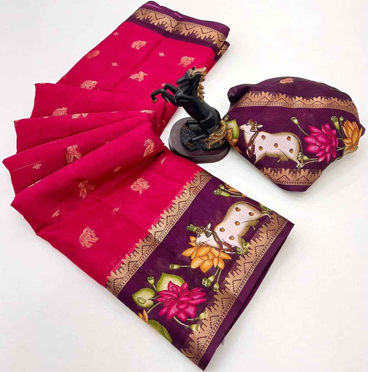 VISCOSE SILK PESHWAI PALLU AND BORDER DESIGN WEAVING ZARI SAREE AT WHOLESALE PRICE