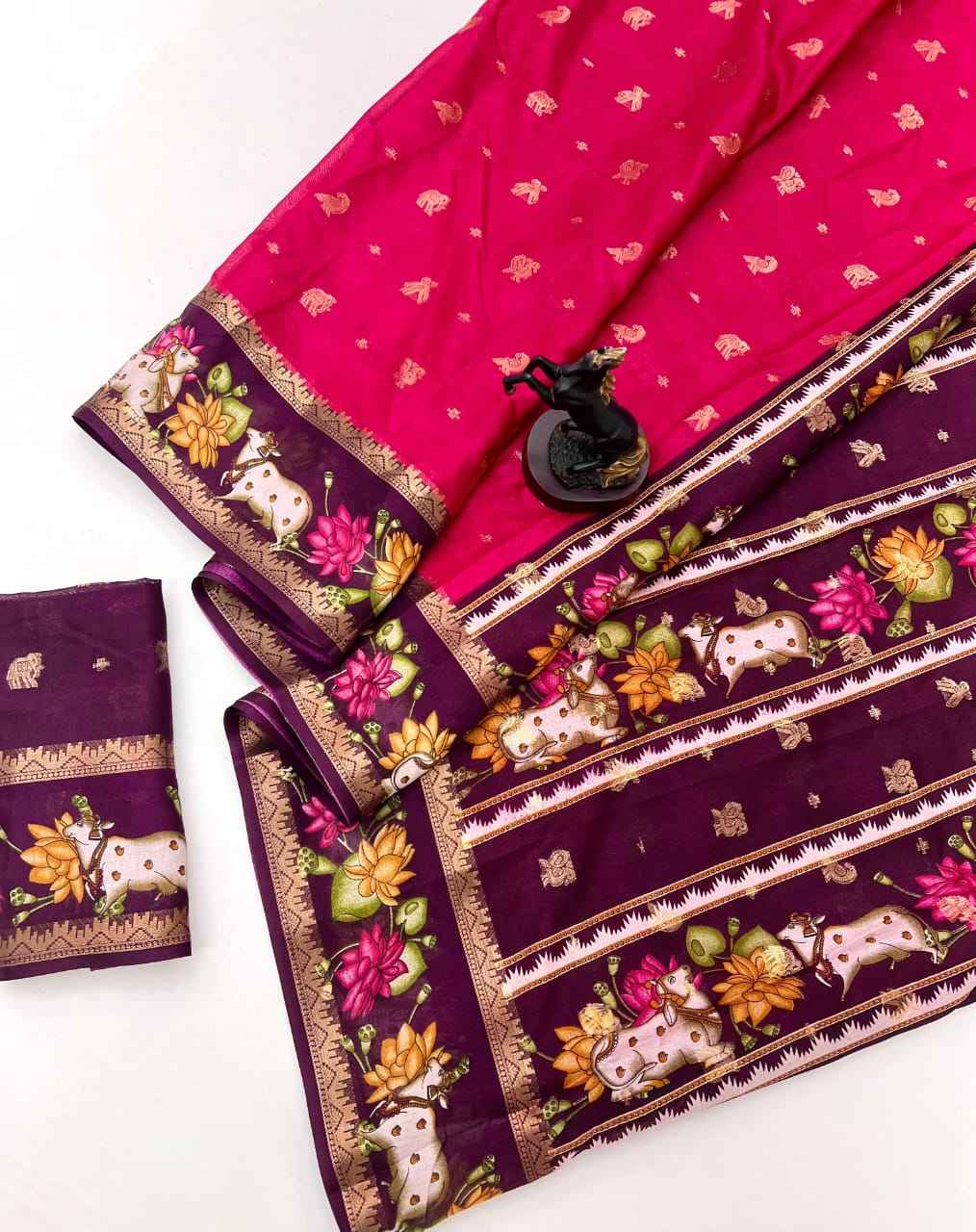 VISCOSE SILK PESHWAI PALLU AND BORDER DESIGN WEAVING ZARI SAREE AT WHOLESALE PRICE