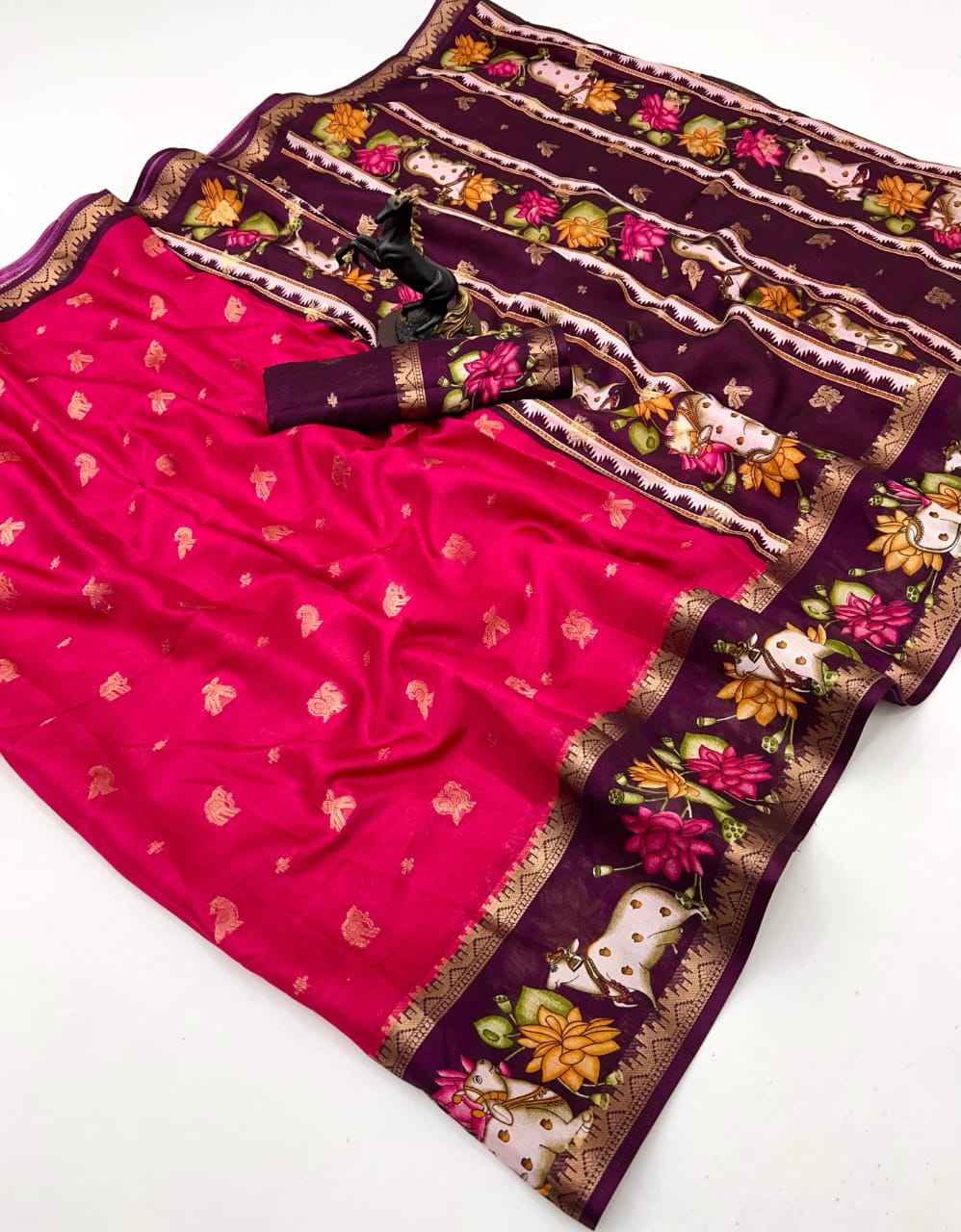 VISCOSE SILK PESHWAI PALLU AND BORDER DESIGN WEAVING ZARI SAREE AT WHOLESALE PRICE