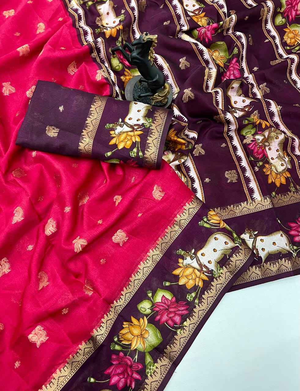 VISCOSE SILK PESHWAI PALLU AND BORDER DESIGN WEAVING ZARI SAREE AT WHOLESALE PRICE