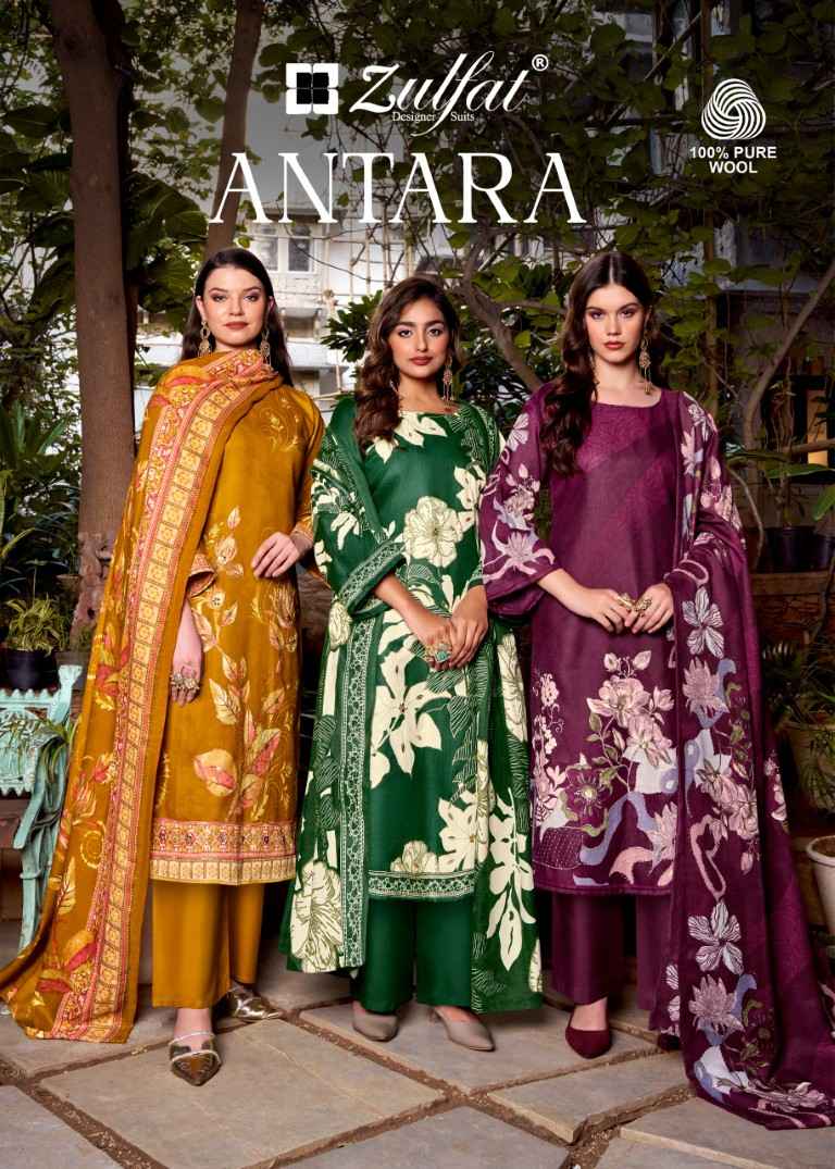 ZULFAT ANTARA PURE WOOLLEN PASHMINA DRESS MATERIAL AT WHOLESALE PRICE