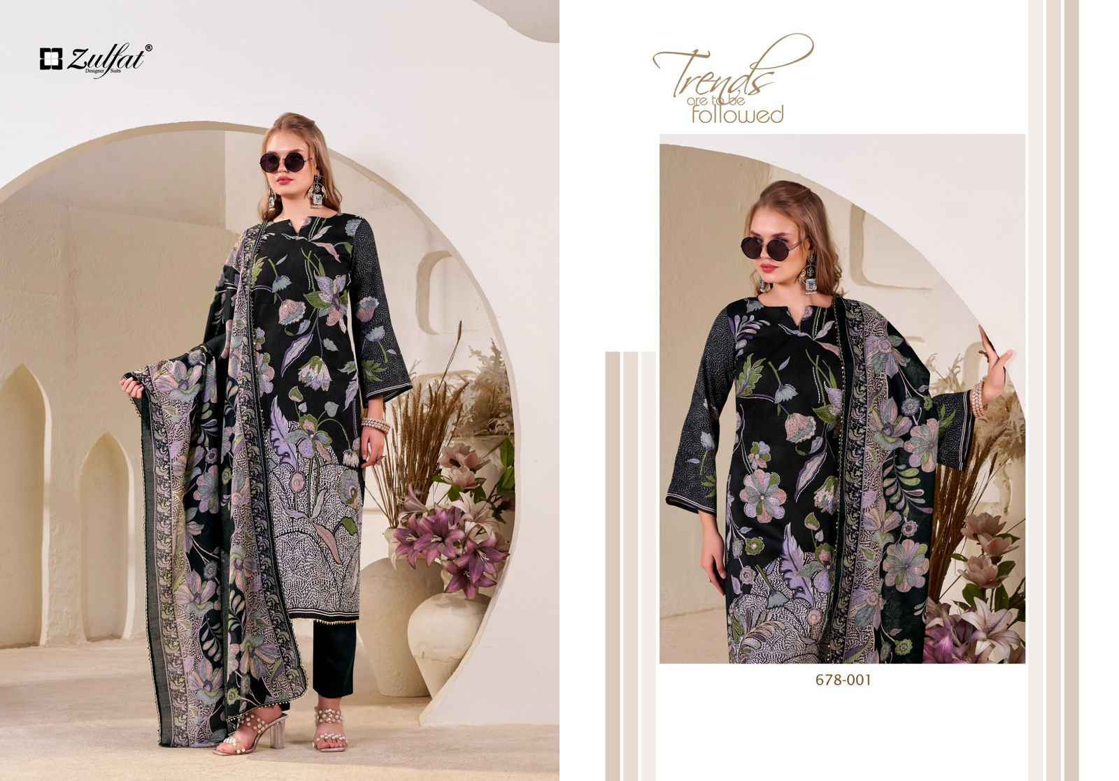 ZULFAT NASREEN PURE JAM COTTON SATIN EXCLUSIVE DESIGNER DRESS MATERIAL AT WHOLESALE PRICE