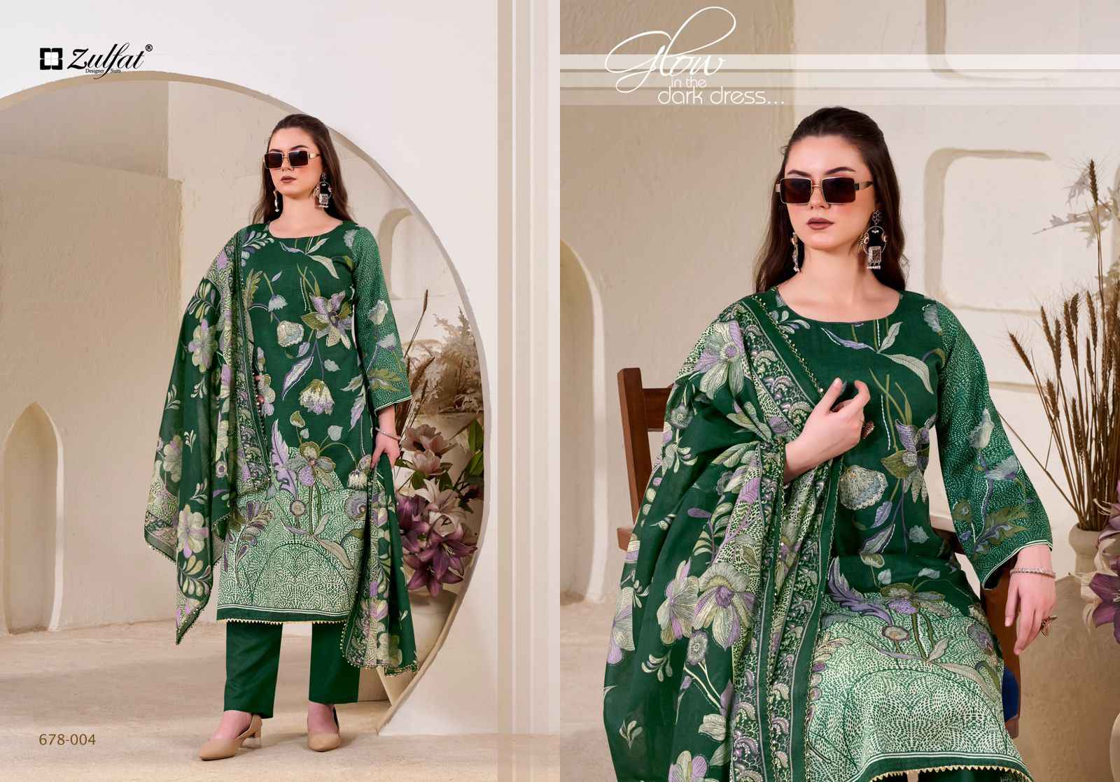 ZULFAT NASREEN PURE JAM COTTON SATIN EXCLUSIVE DESIGNER DRESS MATERIAL AT WHOLESALE PRICE