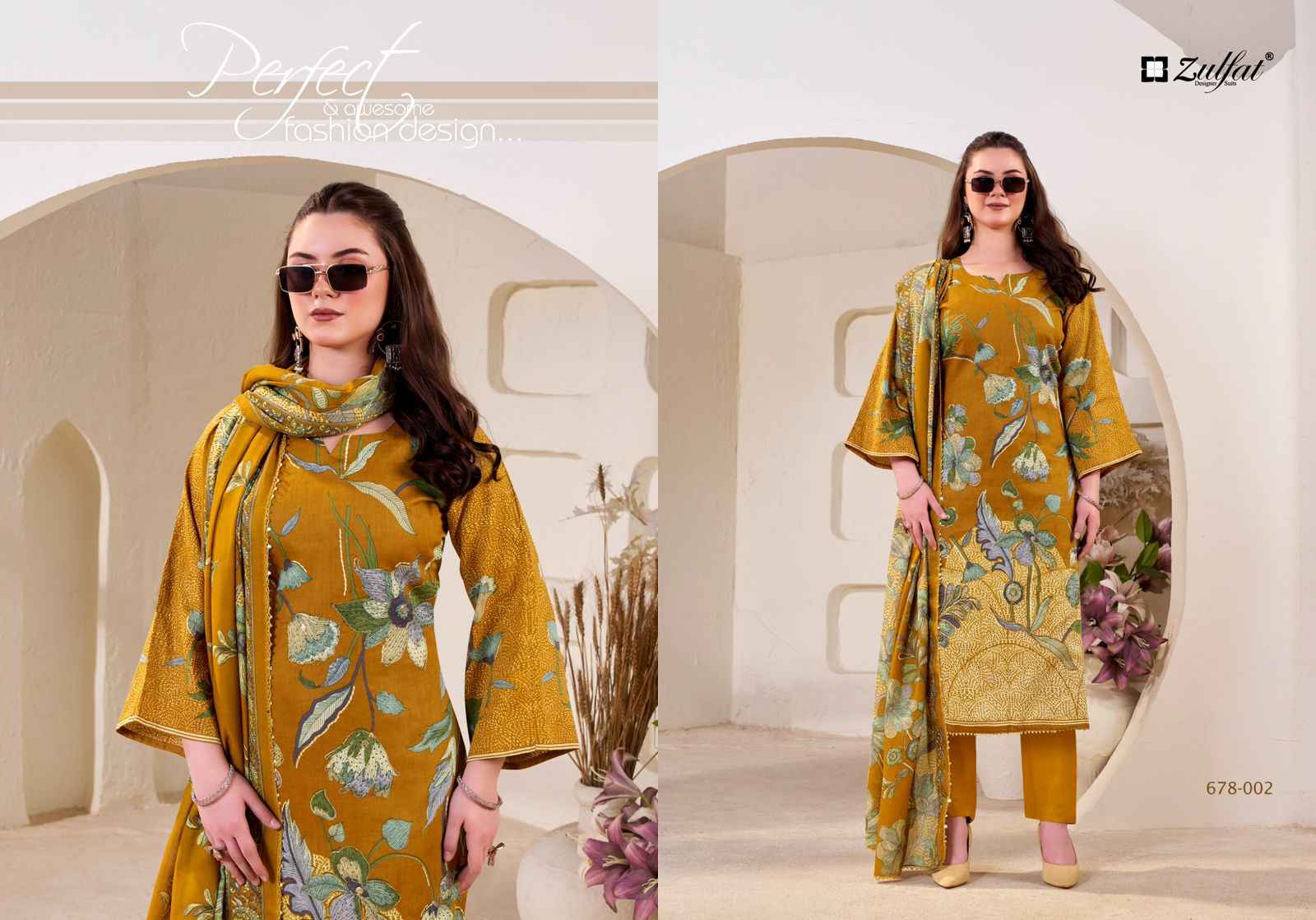 ZULFAT NASREEN PURE JAM COTTON SATIN EXCLUSIVE DESIGNER DRESS MATERIAL AT WHOLESALE PRICE