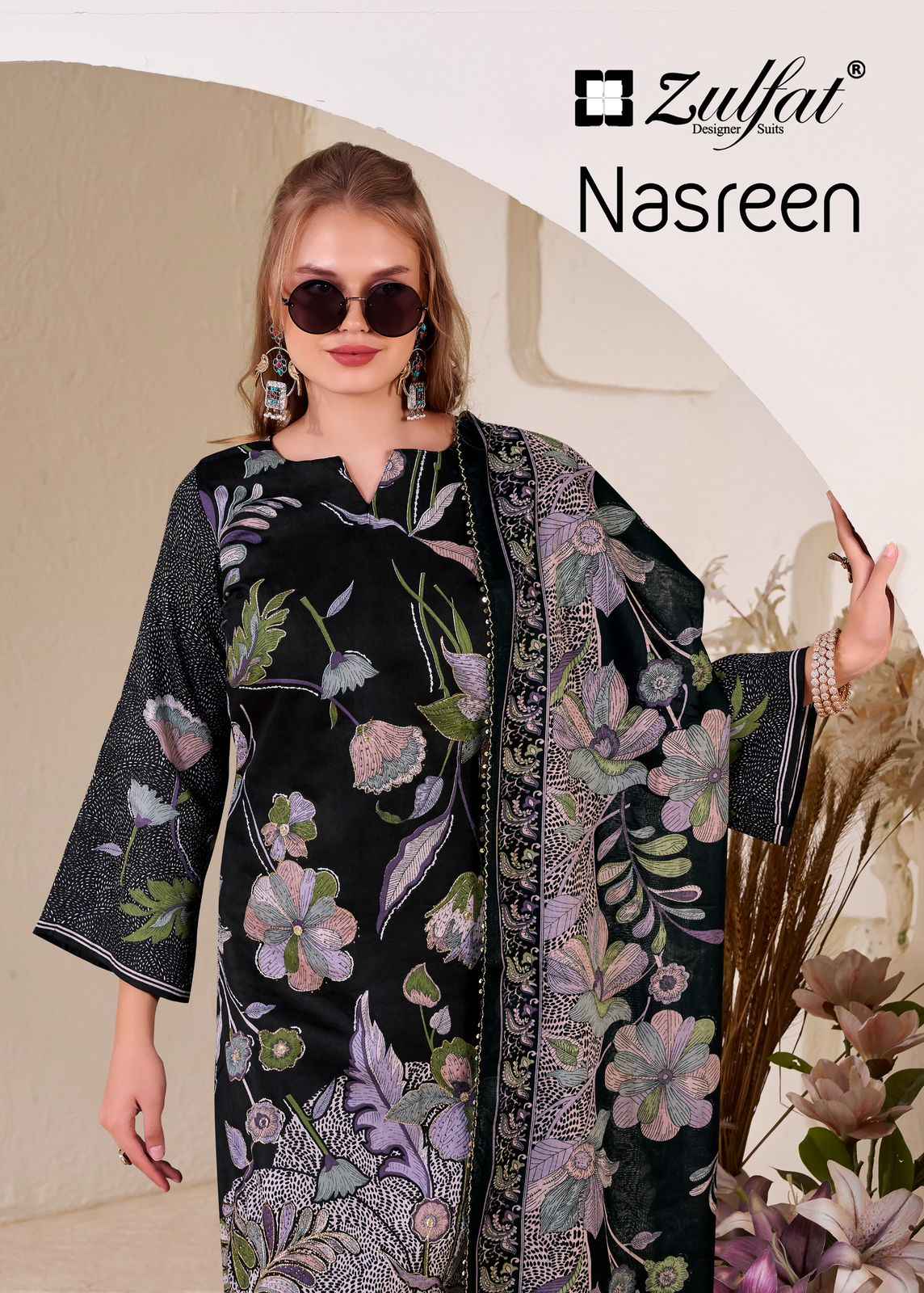 ZULFAT NASREEN PURE JAM COTTON SATIN EXCLUSIVE DESIGNER DRESS MATERIAL AT WHOLESALE PRICE