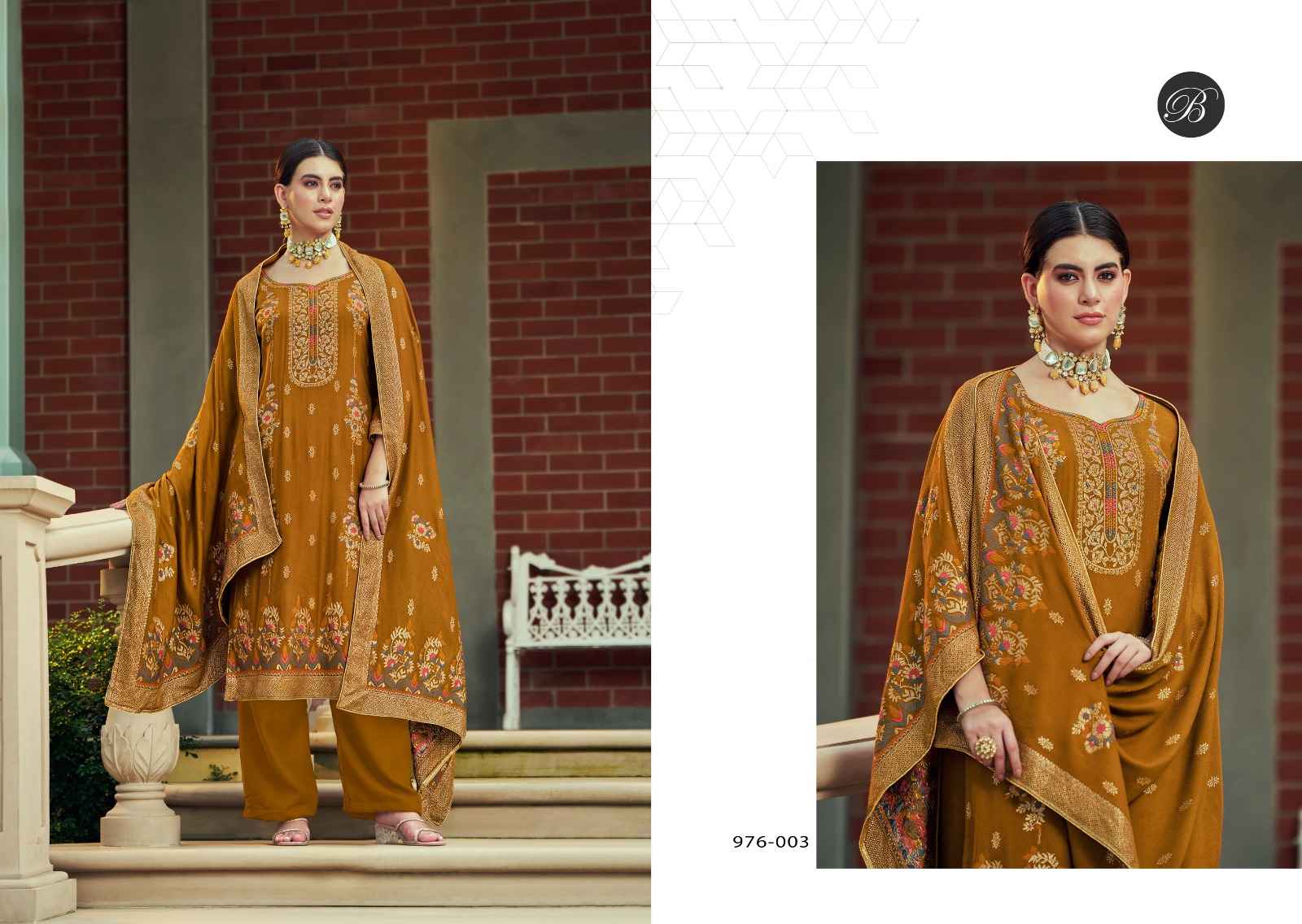 BELLIZA NAZAKAT PURE VISCOSE PASHMINA TWILL JAQUARD DRESS MATERIAL AT WHOLESALE PRICE