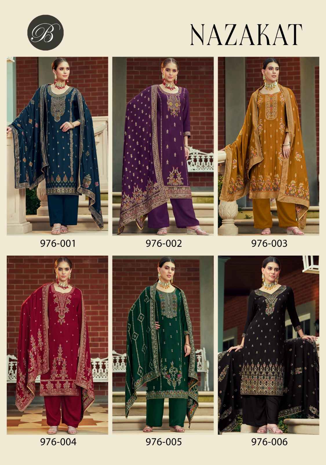 BELLIZA NAZAKAT PURE VISCOSE PASHMINA TWILL JAQUARD DRESS MATERIAL AT WHOLESALE PRICE