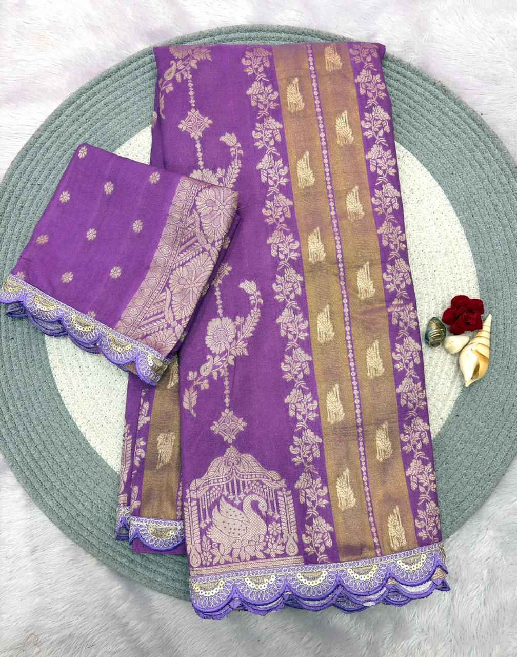 CREPE KHADI TISSUE PAITHANI SILK GOLDEN ZARI WEAVING SAREE AT WHOLESALE PRICE