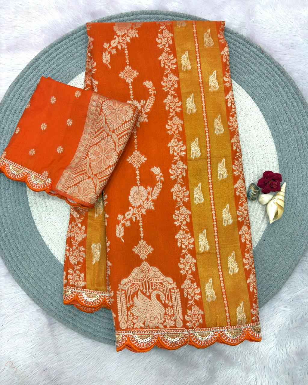 CREPE KHADI TISSUE PAITHANI SILK GOLDEN ZARI WEAVING SAREE AT WHOLESALE PRICE