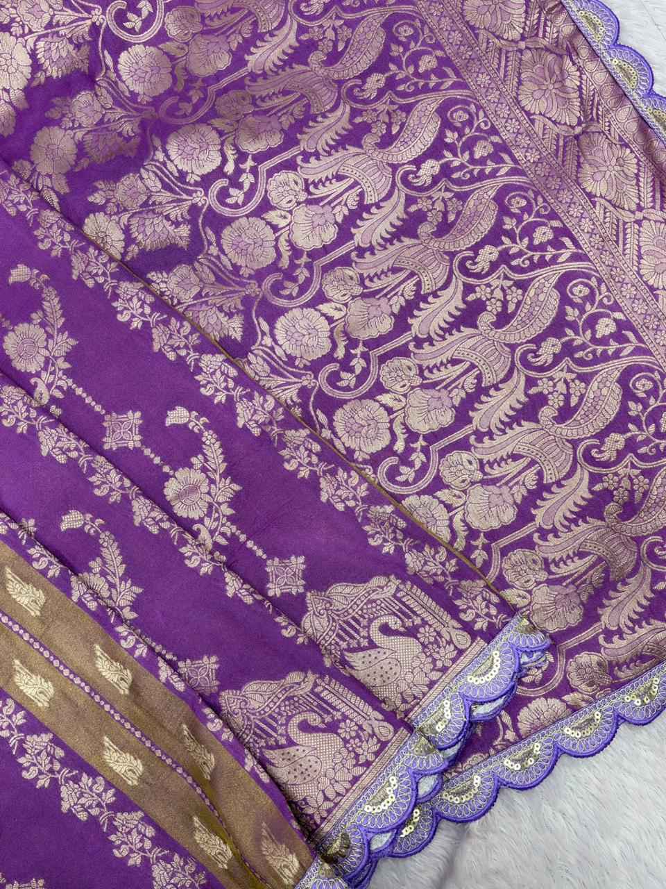 CREPE KHADI TISSUE PAITHANI SILK GOLDEN ZARI WEAVING SAREE AT WHOLESALE PRICE