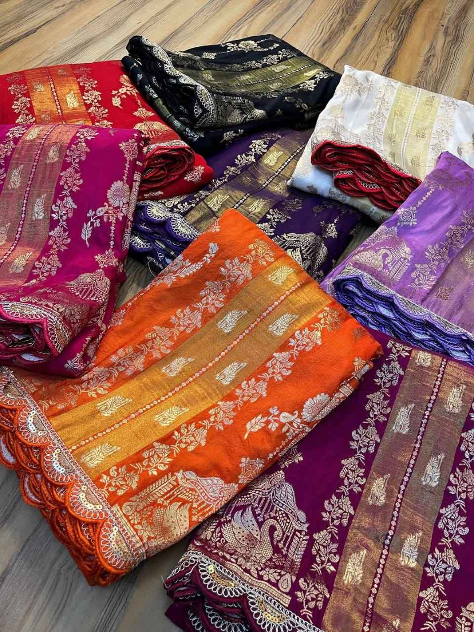 CREPE KHADI TISSUE PAITHANI SILK GOLDEN ZARI WEAVING SAREE AT WHOLESALE PRICE