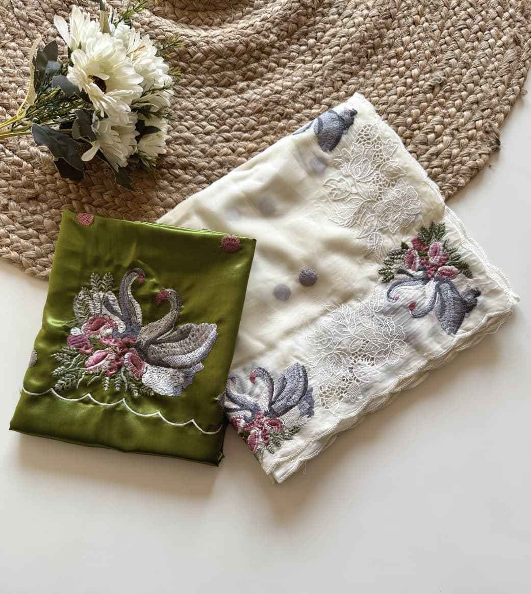 CRYSTAL TISSUE WITH VISCOSE THERD EMBROIDERY WORK SAREE AT WHOLESALE PRICE