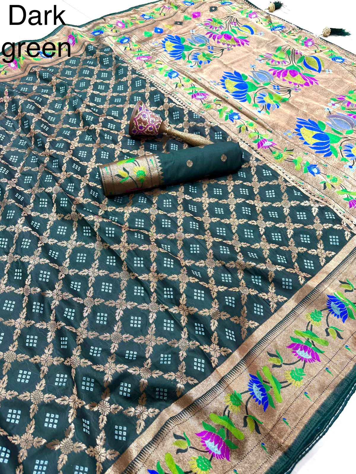 DOLA SILK BANDHEJ PAITHANI RICH ZARI WEAVING SAREE AT WHOLESALE PRICE 