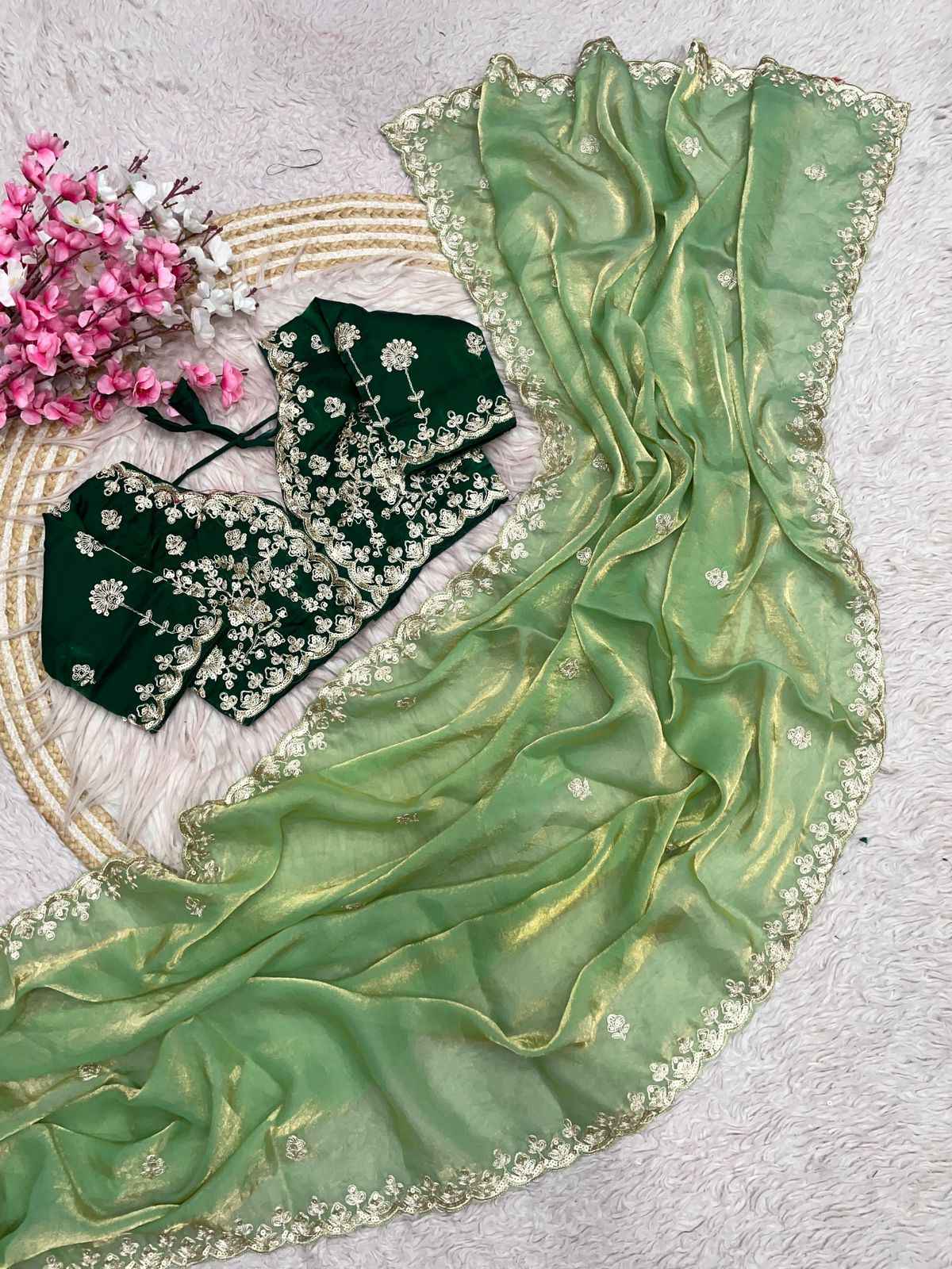 FENDY SATIN SILK 5 MM SEQUINS WITH CODING EMBROIDERY WORK SAREE AT WHOLESALE PRICE