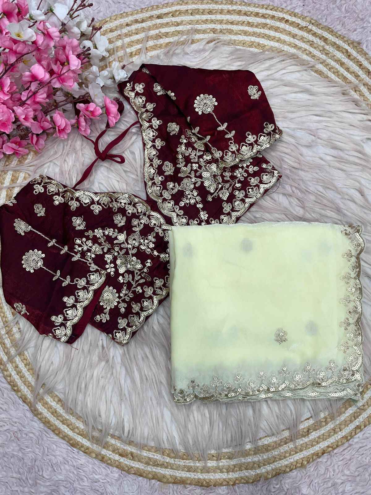 FENDY SATIN SILK 5 MM SEQUINS WITH CODING EMBROIDERY WORK SAREE AT WHOLESALE PRICE