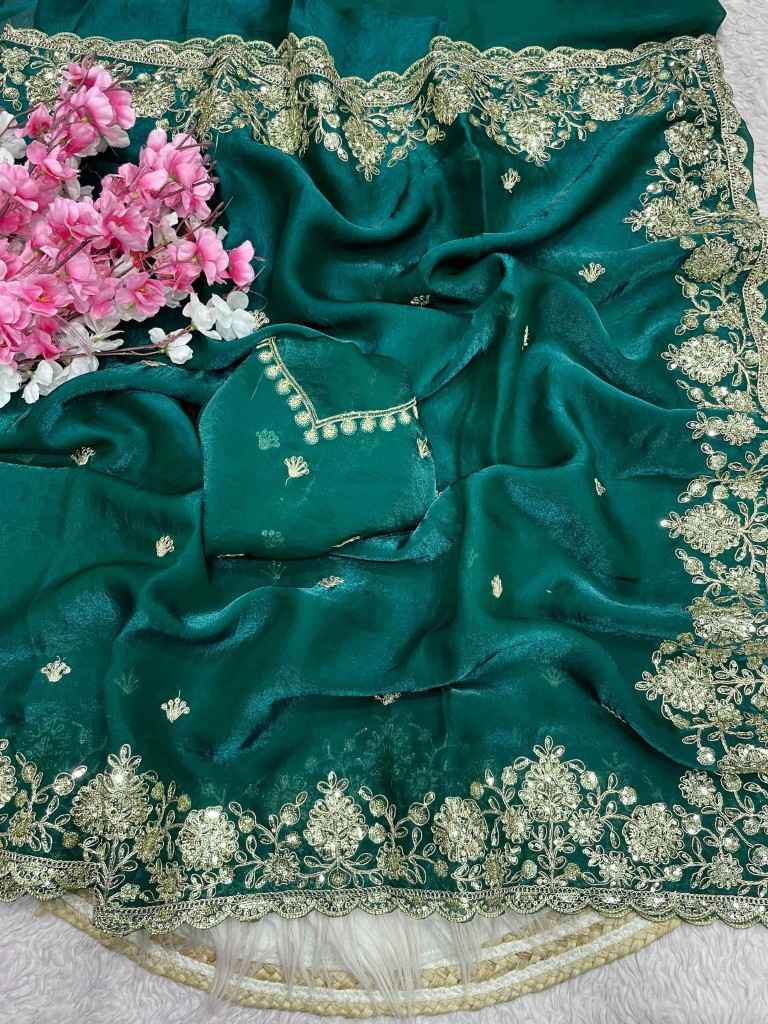 FENDY SATTIN C -PALLU 5 MM SEQUENCE CODING EMBROIDERY WORK SAREE AT WHOLESALE PRICE