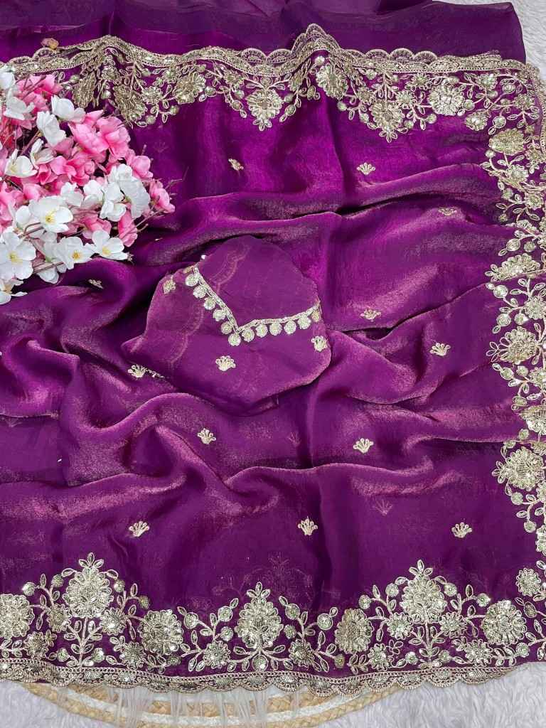 FENDY SATTIN C -PALLU 5 MM SEQUENCE CODING EMBROIDERY WORK SAREE AT WHOLESALE PRICE