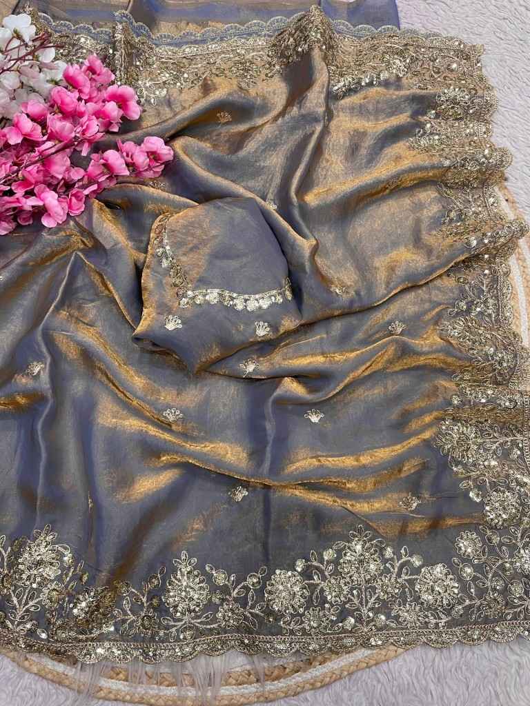 FENDY SATTIN C -PALLU 5 MM SEQUENCE CODING EMBROIDERY WORK SAREE AT WHOLESALE PRICE