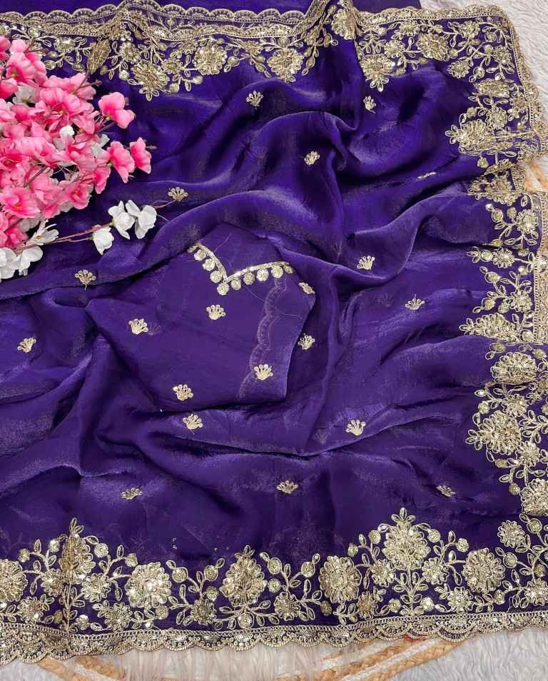 FENDY SATTIN C -PALLU 5 MM SEQUENCE CODING EMBROIDERY WORK SAREE AT WHOLESALE PRICE