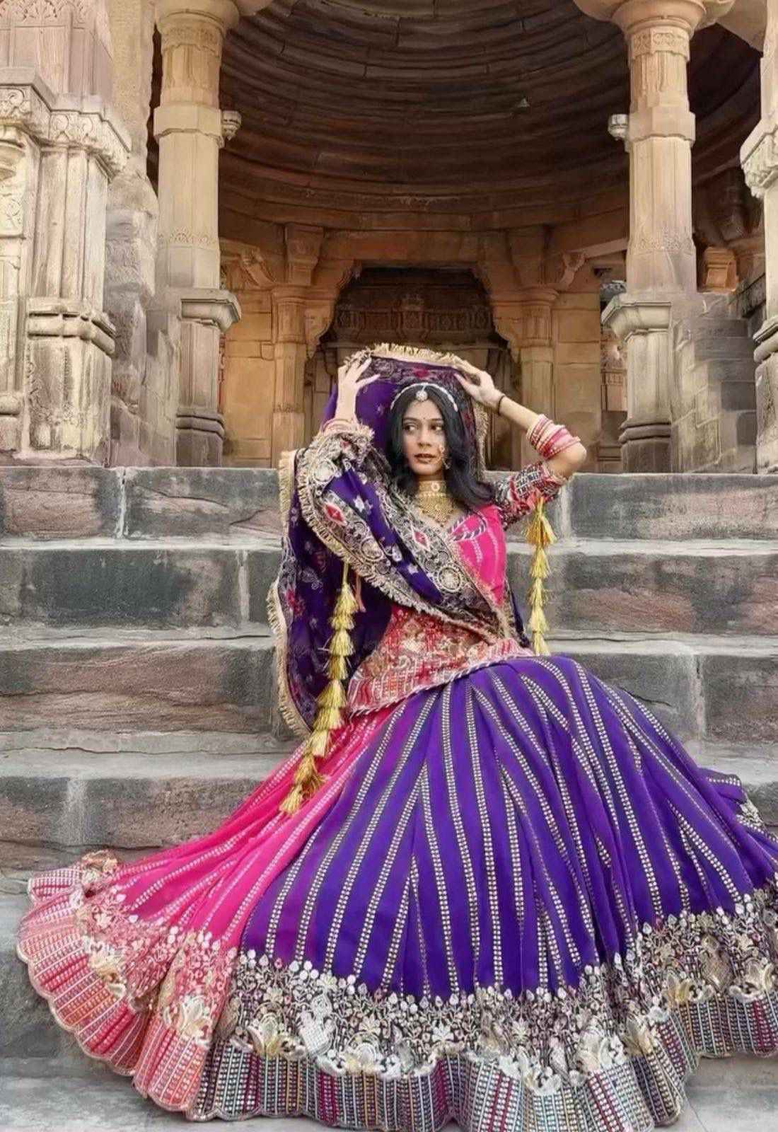 FOX GEORGETTE HEAVY EMBROIDERY CODING SEQUENCE WORK LEHENGA CHOLI AT WHOLESALE PRICE