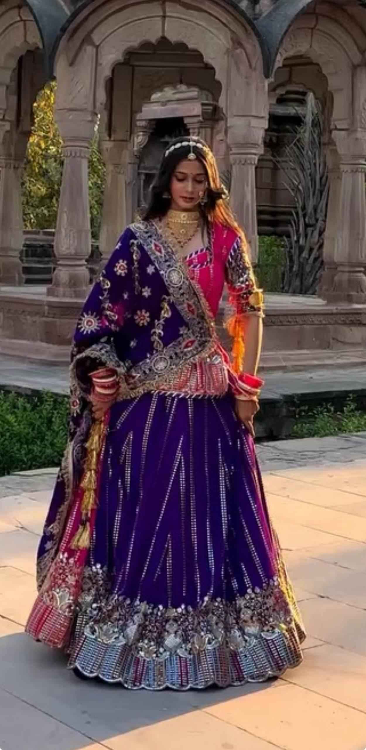 FOX GEORGETTE HEAVY EMBROIDERY CODING SEQUENCE WORK LEHENGA CHOLI AT WHOLESALE PRICE