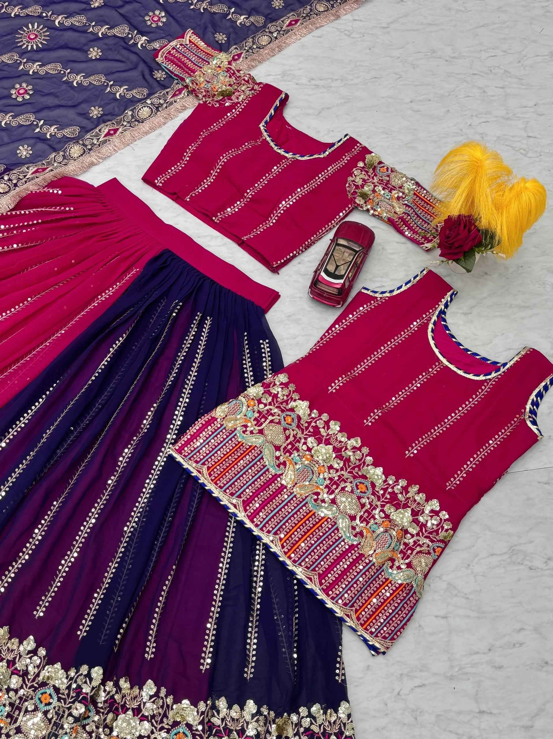 FOX GEORGETTE HEAVY EMBROIDERY CODING SEQUENCE WORK LEHENGA CHOLI AT WHOLESALE PRICE