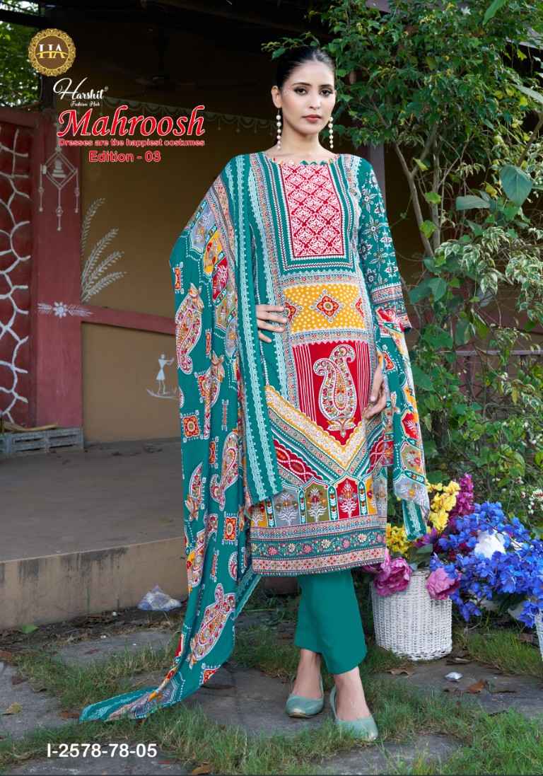 HARSHIT MAHROOSH-3 PURE VISCOSE REYON DESIGNER PRINT DRESS MATERIAL AT WHOLESALE PRICE