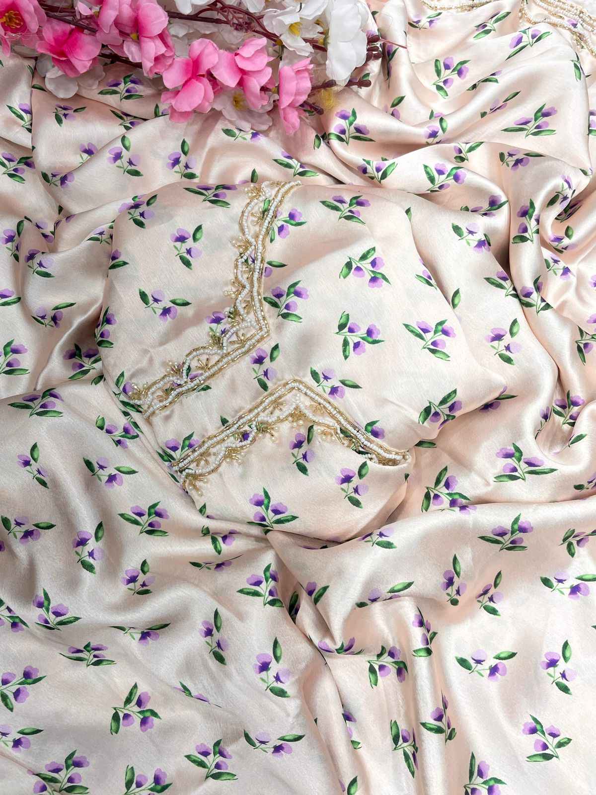 JAPAN SATTIN DIGITAL PRINT KHATLI WORK SAREE AT WHOLESALE PRICE 