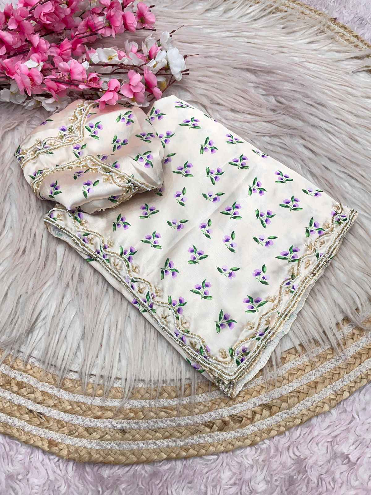 JAPAN SATTIN DIGITAL PRINT KHATLI WORK SAREE AT WHOLESALE PRICE 