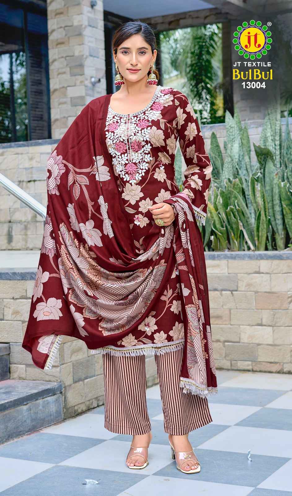 JT BULBUL 13 RAYON PREMIUM EMBROIDERY WORK DRESS MATERIAL AT WHOLESALE PRICE