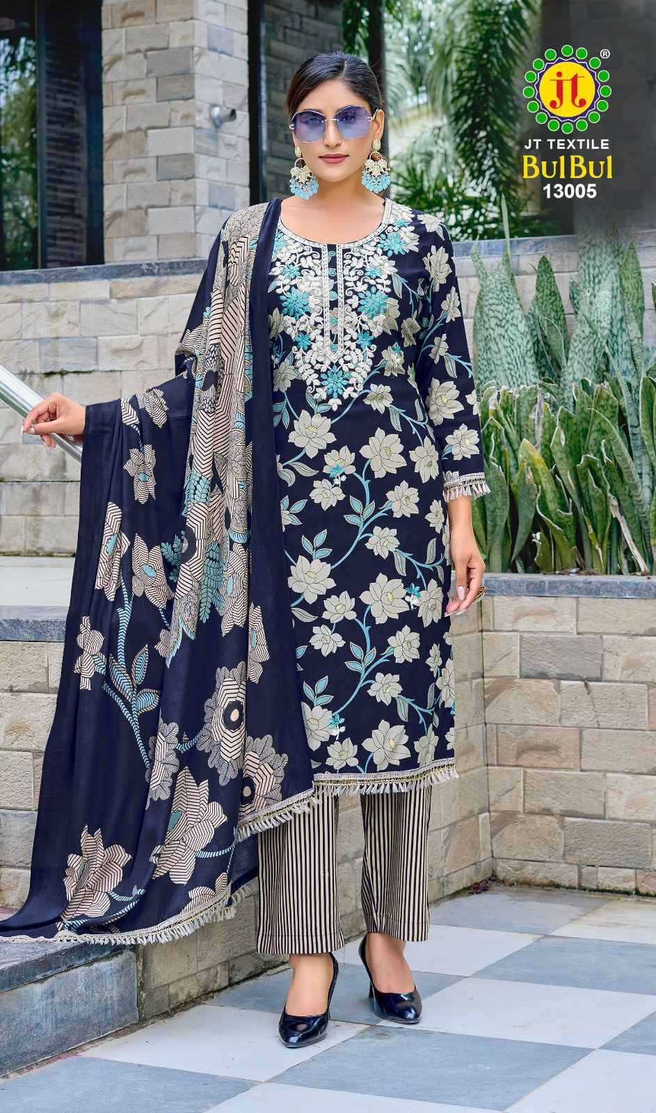 JT BULBUL 13 RAYON PREMIUM EMBROIDERY WORK DRESS MATERIAL AT WHOLESALE PRICE