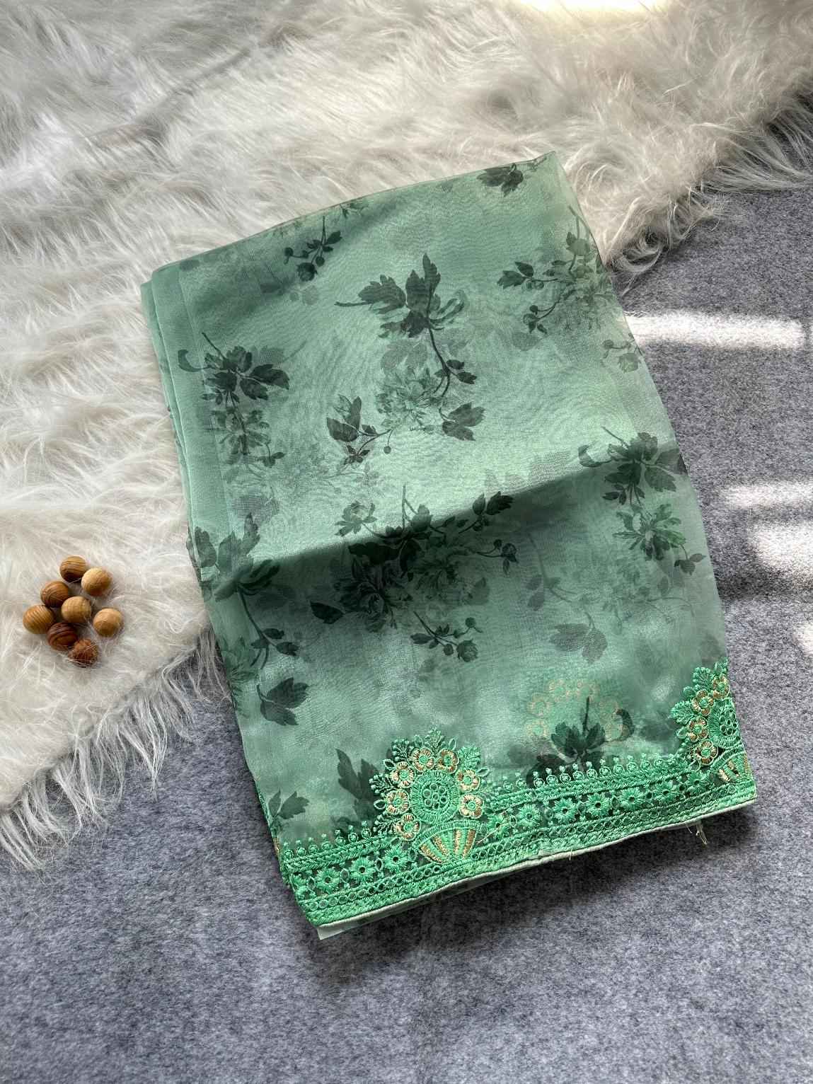 SOFT FLORAL ORGANZA FLORAL DIGITAL PRINT SAREE AT WHOLESALE PRICE