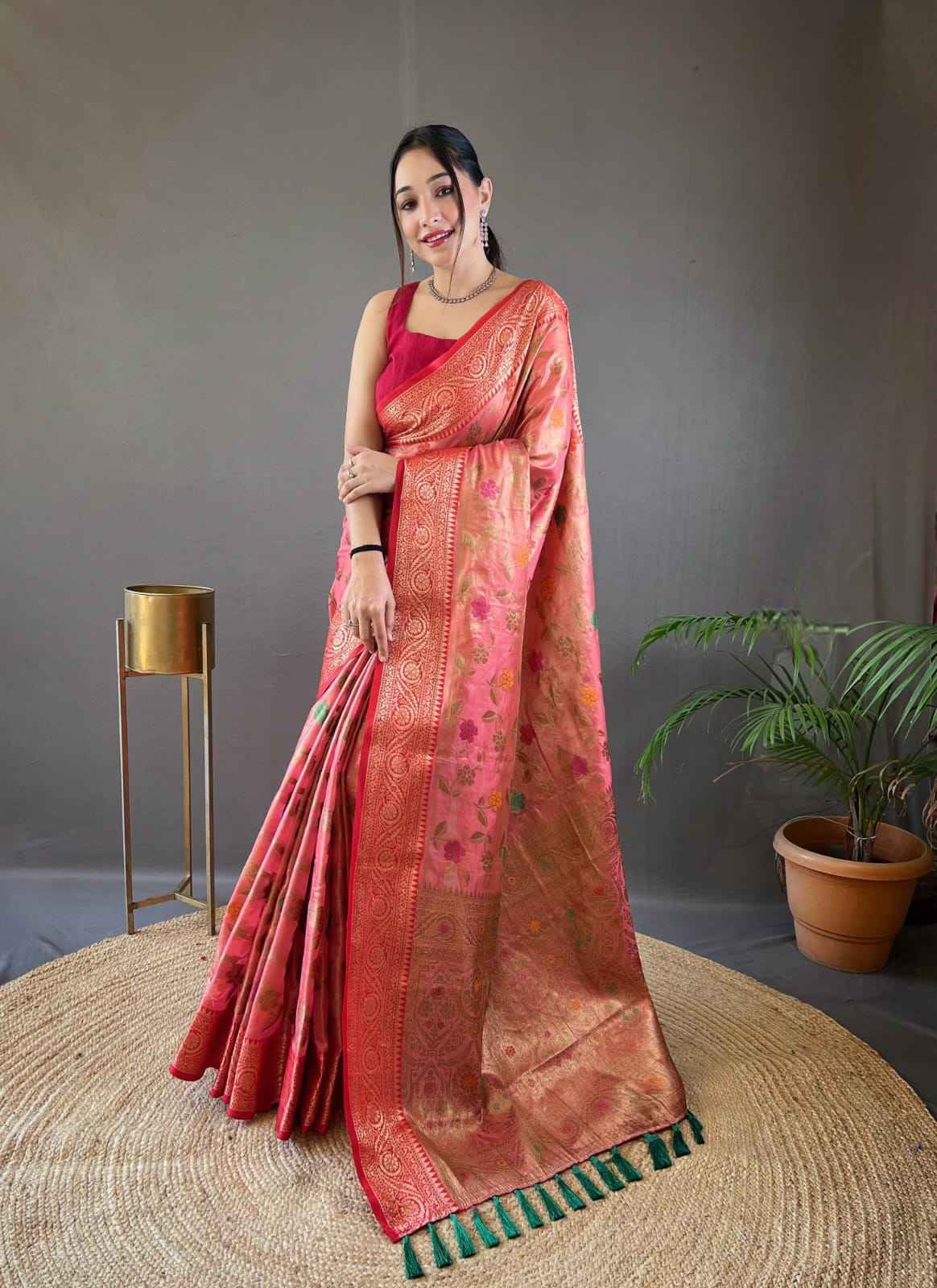 ORGANZA TISSUE SILK ZARI WEAVING BORDER SAREE AT WHOLESALE PRICE