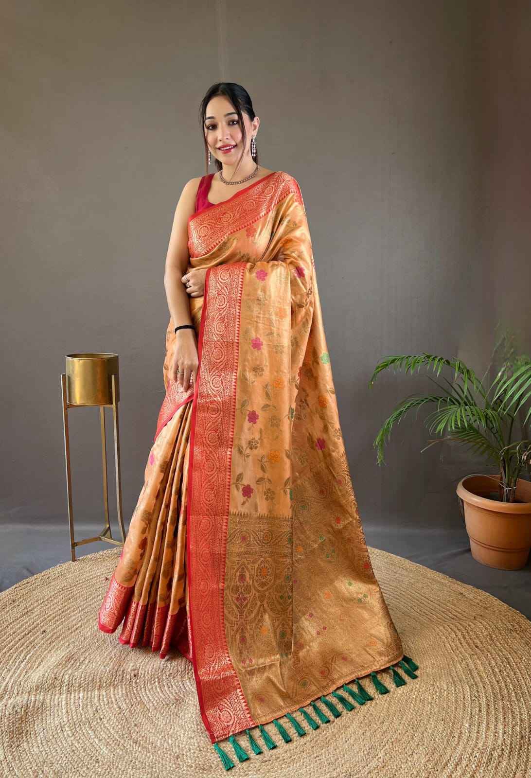 ORGANZA TISSUE SILK ZARI WEAVING BORDER SAREE AT WHOLESALE PRICE