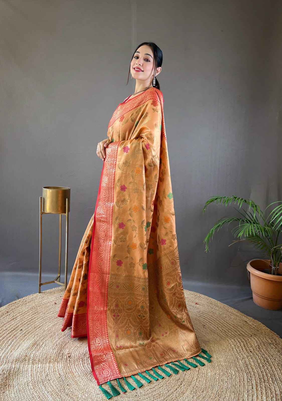ORGANZA TISSUE SILK ZARI WEAVING BORDER SAREE AT WHOLESALE PRICE