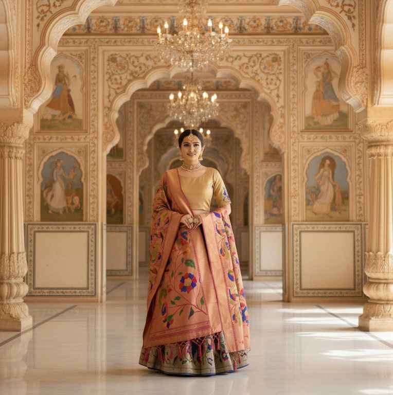 SOFT BANARASI PAITHANI SILK WEAVING LEHENGA CHOLI AT WHOLESALE PRICE