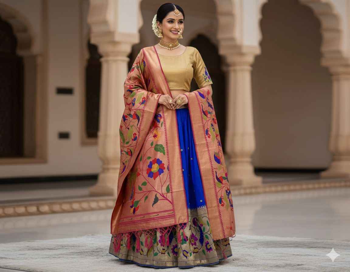 SOFT BANARASI PAITHANI SILK WEAVING LEHENGA CHOLI AT WHOLESALE PRICE