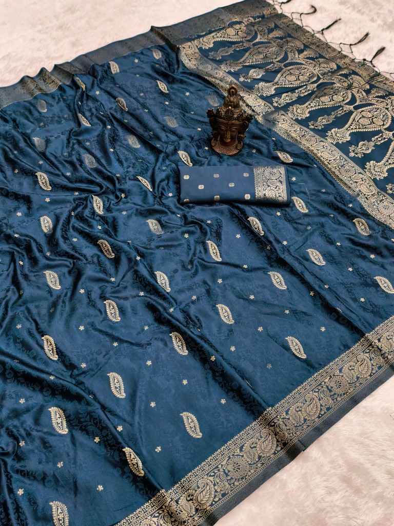 PURE BANARASI SATIN SILK SELF ZARI WEAVING SAREE AT WHOLESALE PRICE