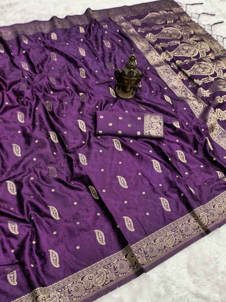 PURE BANARASI SATIN SILK SELF ZARI WEAVING SAREE AT WHOLESALE PRICE