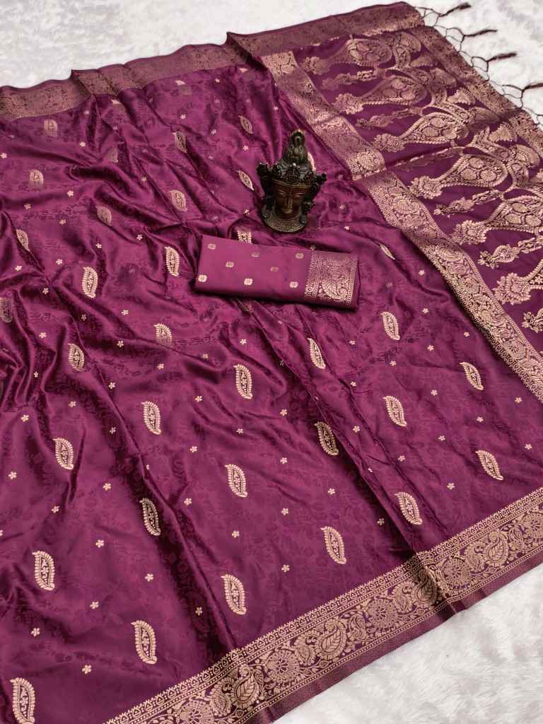 PURE BANARASI SATIN SILK SELF ZARI WEAVING SAREE AT WHOLESALE PRICE