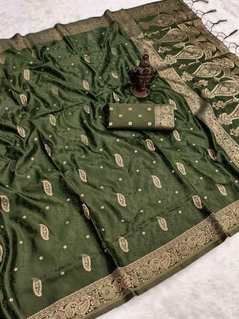 PURE BANARASI SATIN SILK SELF ZARI WEAVING SAREE AT WHOLESALE PRICE