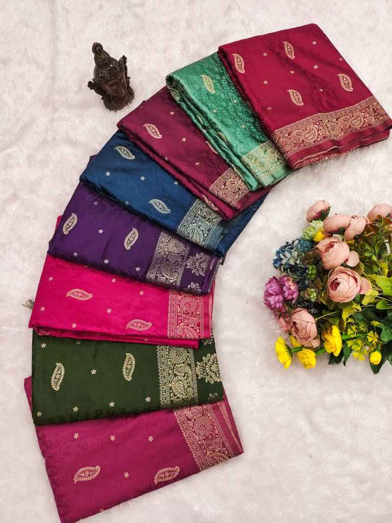PURE BANARASI SATIN SILK SELF ZARI WEAVING SAREE AT WHOLESALE PRICE